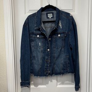 Wax Jean Distressed Dark Blue Denim Jacket 3XL